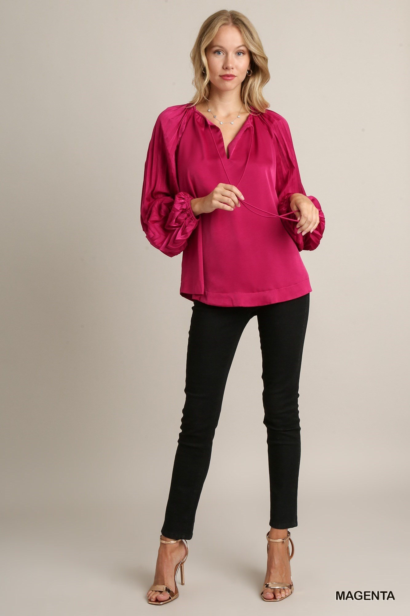 Pleated Sleeve Blouse