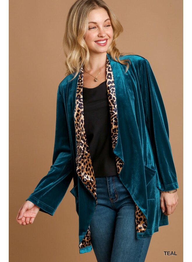 Leopard Flap Velvet Jacket