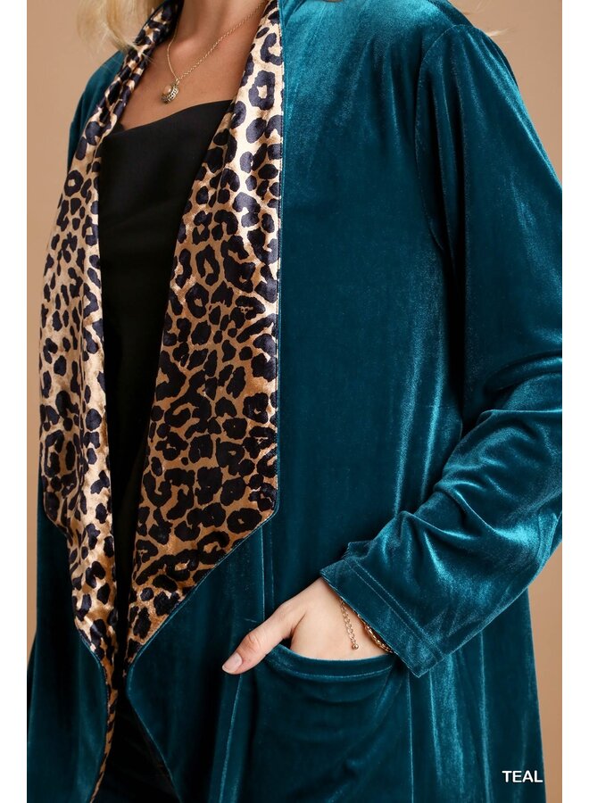 Leopard Flap Velvet Jacket