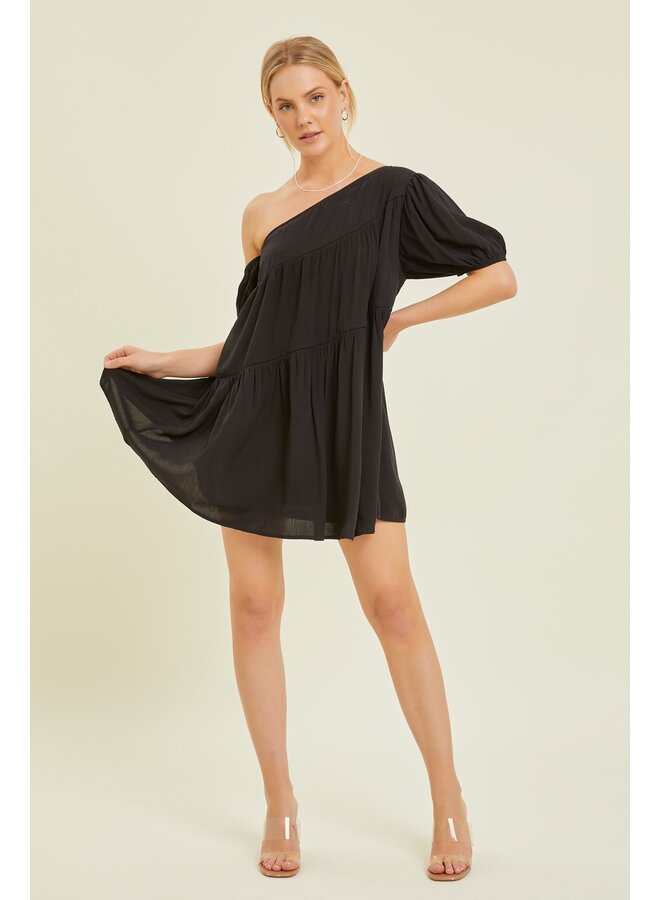 Asymmetrical Off-Shoulder Mini Dress