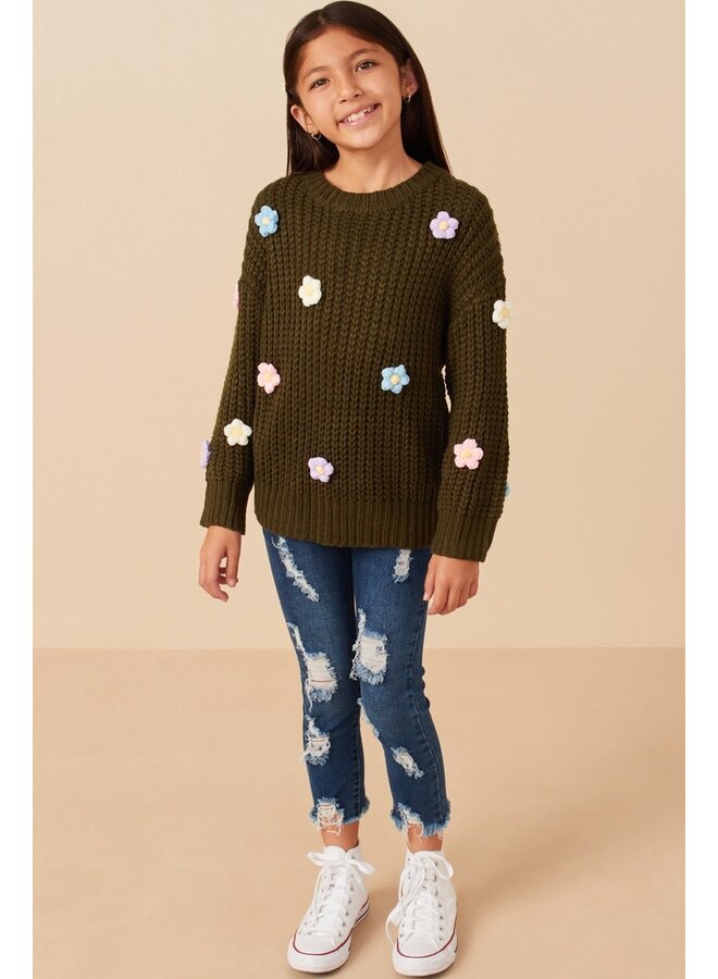 Crochet Floral Sweater - Kirby's Kloset