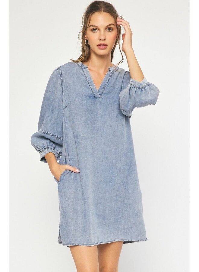 Chambray Shift Dress