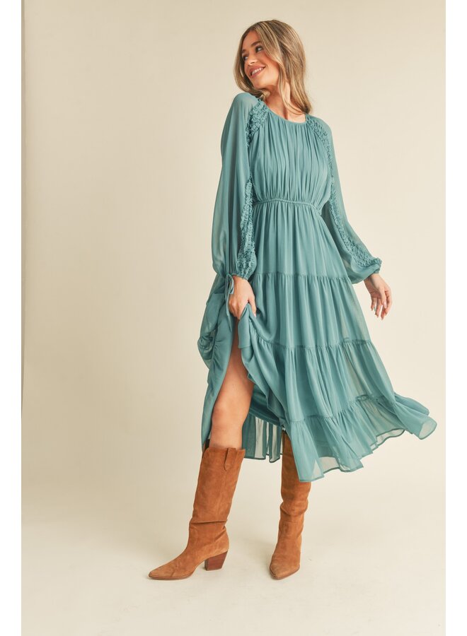 Balloon Sleeve Midi Dress