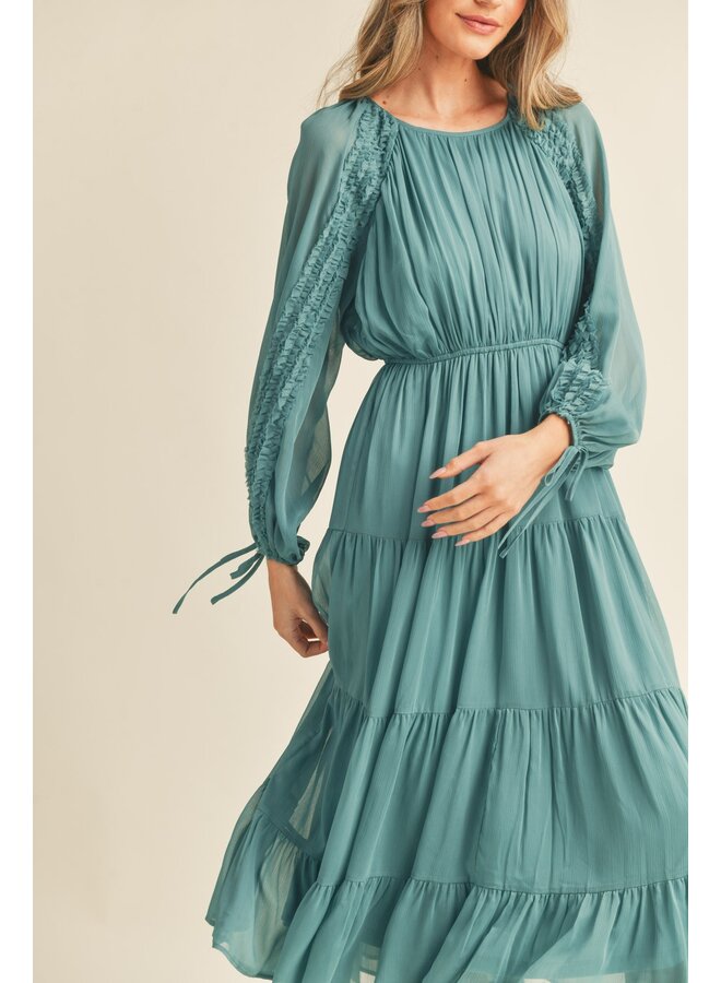 Balloon Sleeve Midi Dress