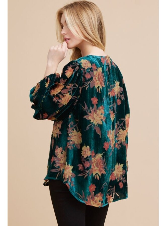 Velvet Floral Blouse