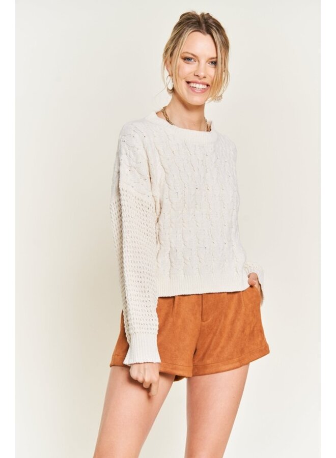 Contrast Cable Knit Sweater