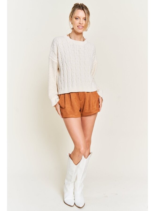 Contrast Cable Knit Sweater