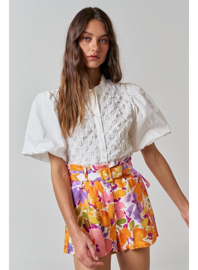 Floral Belted Shorts