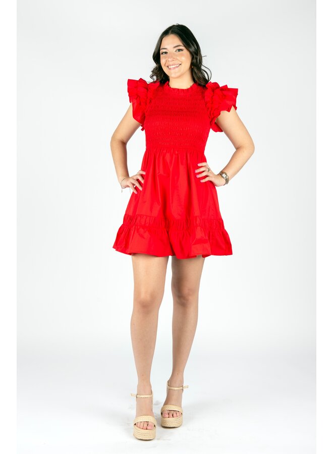Red Poplin Mini Dress