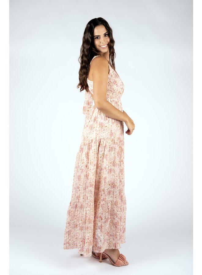 Pink Eyelet Embroidered Maxi Dress