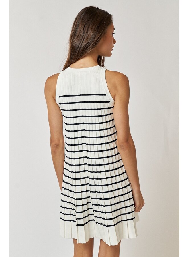 Pleated Striped Tennis Dress