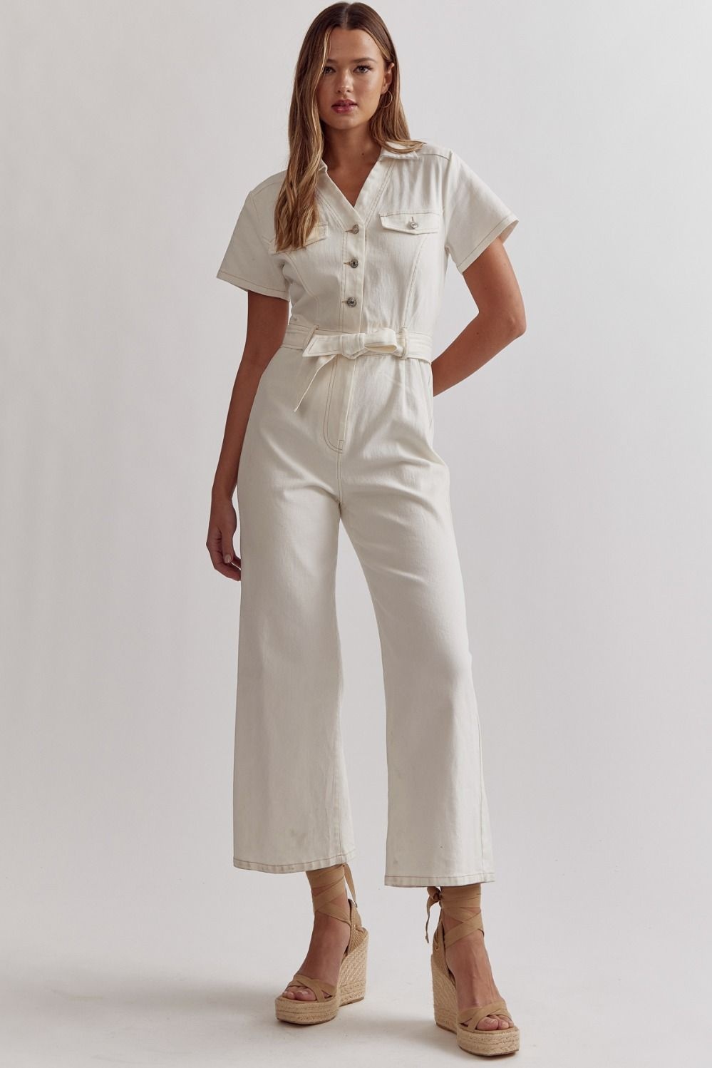 White Denim Jumpsuit Kirby's Kloset