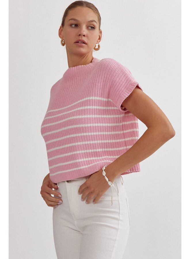 Striped Cap Sleeve Sweater