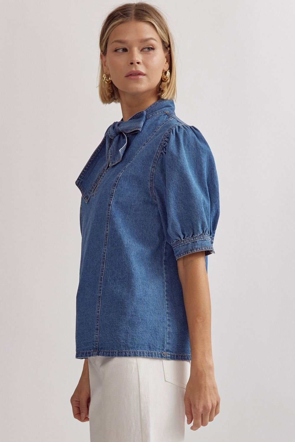 Womens Blouses Women Long Sleeve Denim Shirt Big Bow Back Up Casual Jeans  Blouse Tops Spring Autumn From Xiasapiao, $38.08 | DHgate.Com