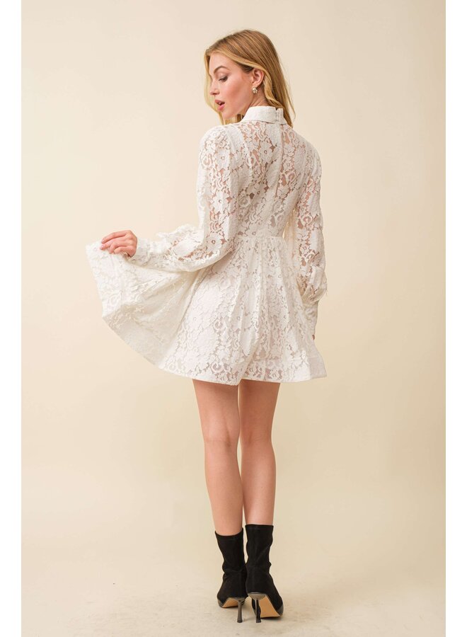 Bowtie Long Sleeve Lace Dress