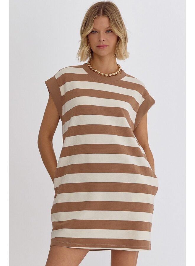 Cap Sleeve Striped Dress