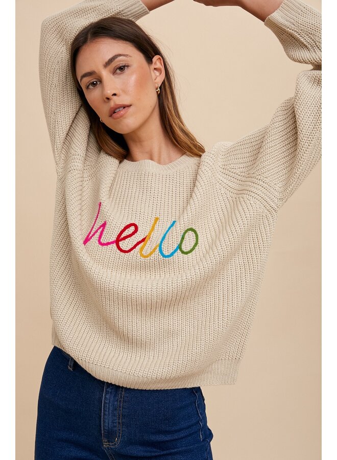 Hello Stitched Sweater