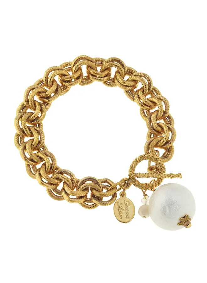 Gold Cotton Pearl Bracelet