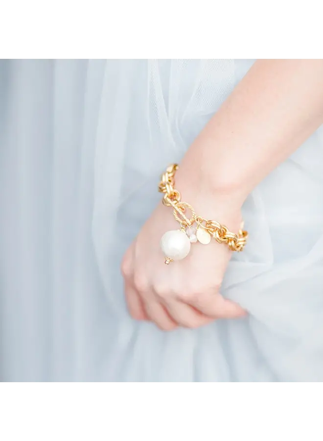 Gold Cotton Pearl Bracelet