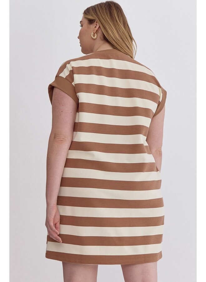 Cap Sleeve Striped Dress