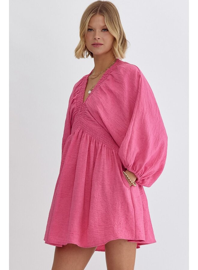 Full Sleeve Pink Mini Dress