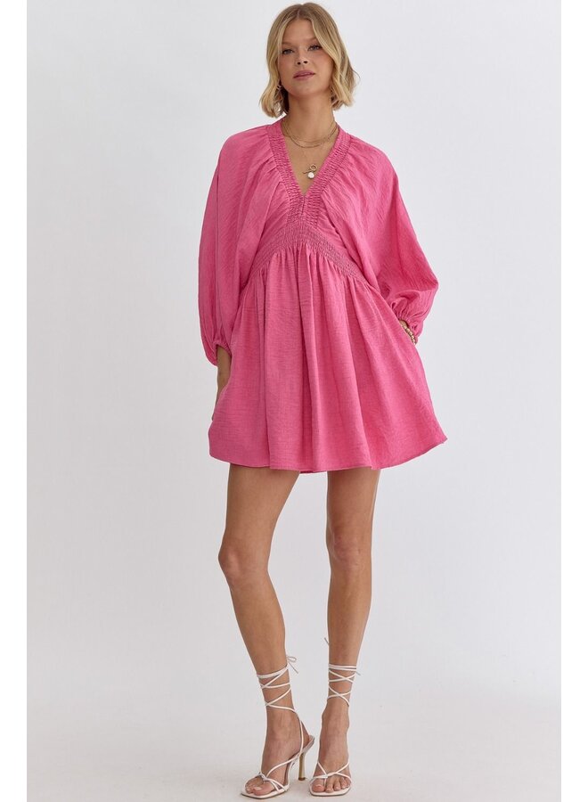 Full Sleeve Pink Mini Dress