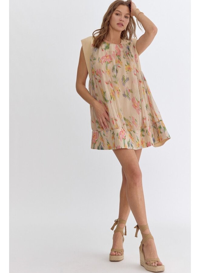 Floral Pleated Mini Dress