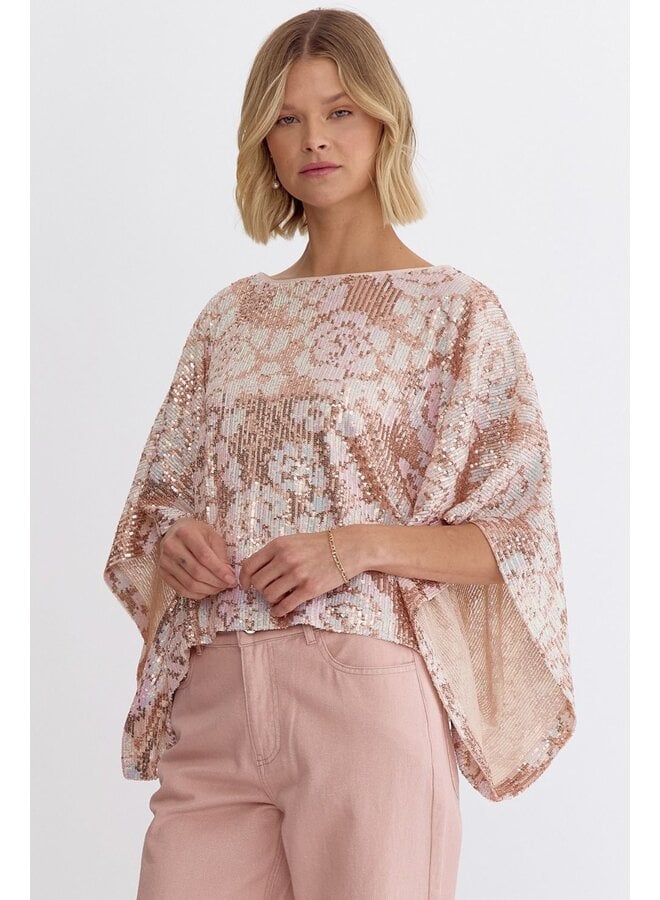 Sequin Floral Blouse