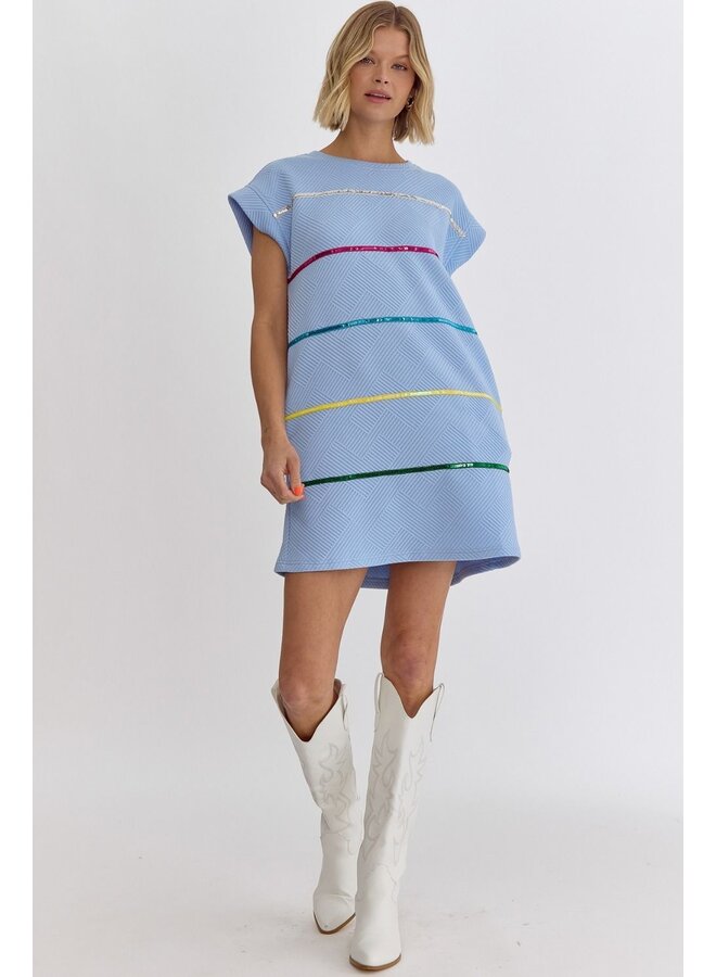 Sequin Striped Shirt Dress