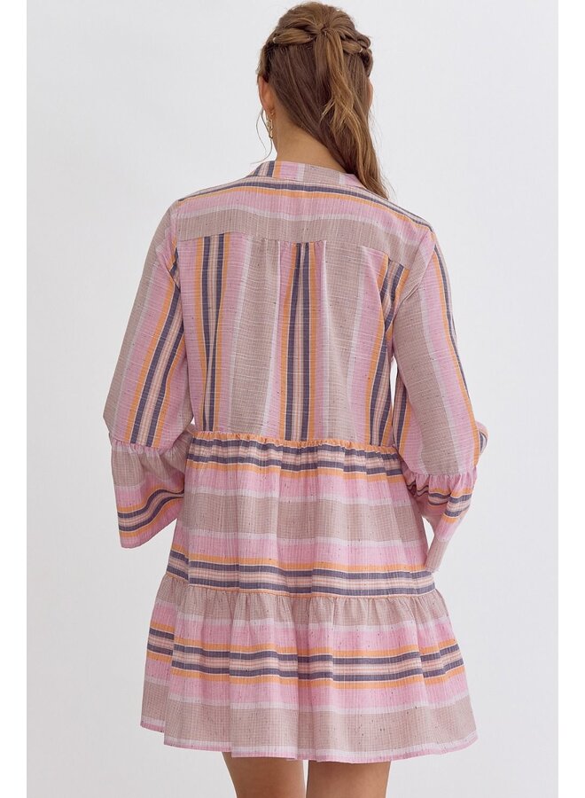 Striped Tiered Mini Dress
