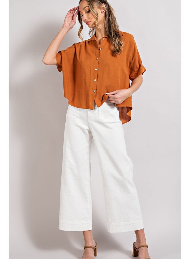 Solid Button-Up Top