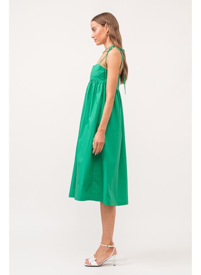Chiara Solid Green Midi Dress