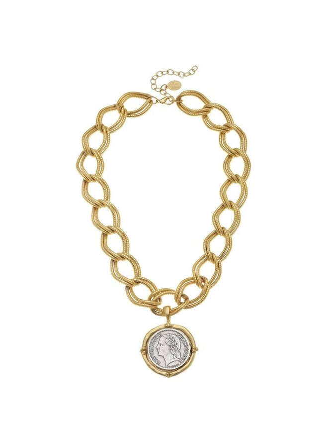 Gold and Silver Coin Necklace
