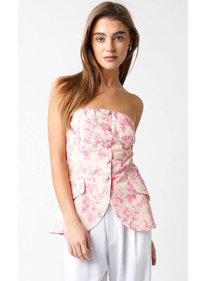 Floral Strapless Blouse