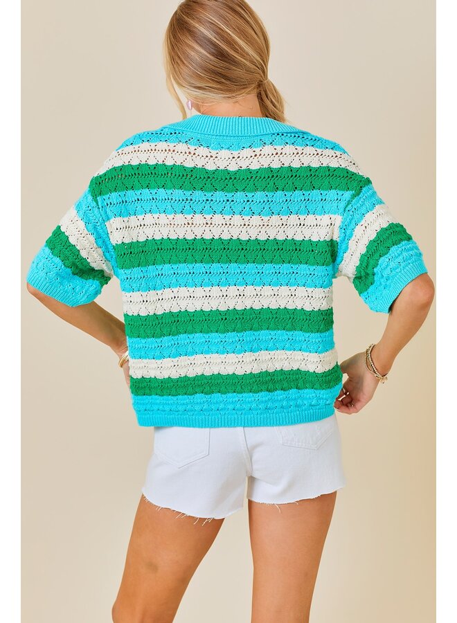 Multicolored Crochet Knit Top