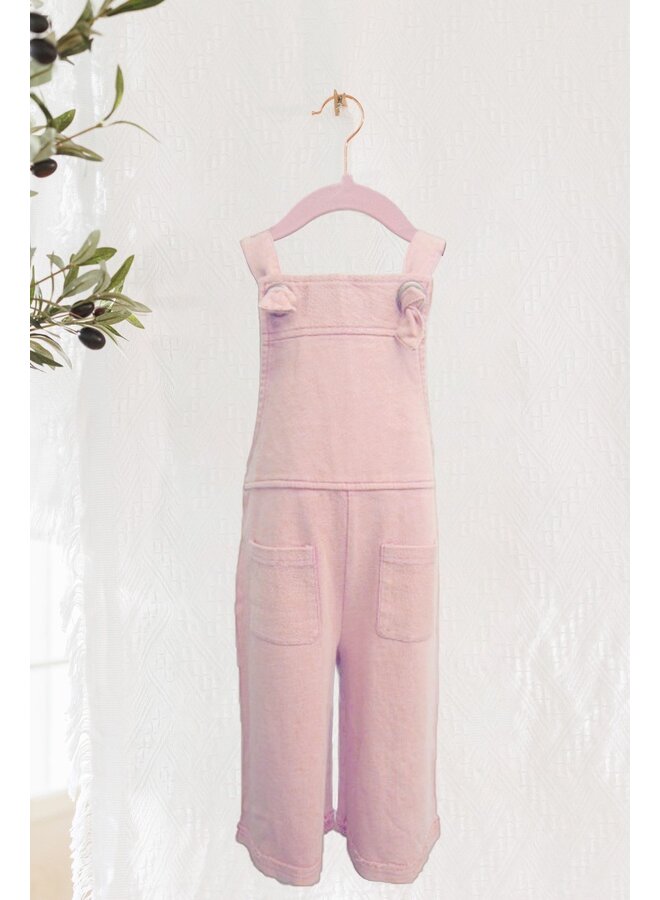 Pink Washed Knit Overalls