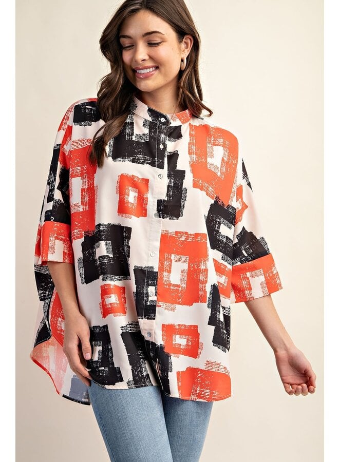 Printed Oversized Button-Down