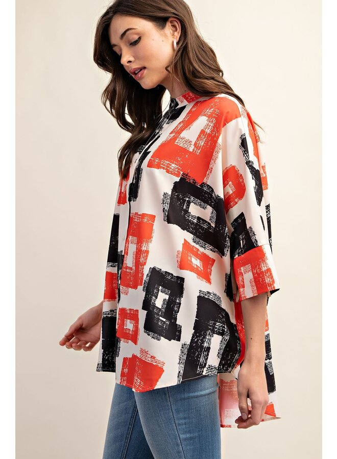 Printed Oversized Button-Down