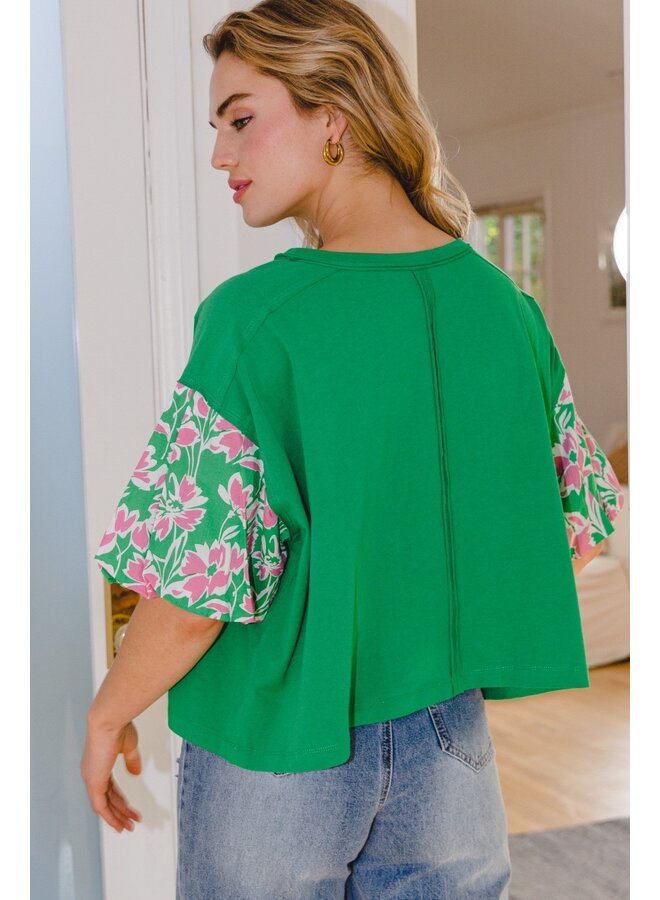 Boxy Floral Sleeve Top