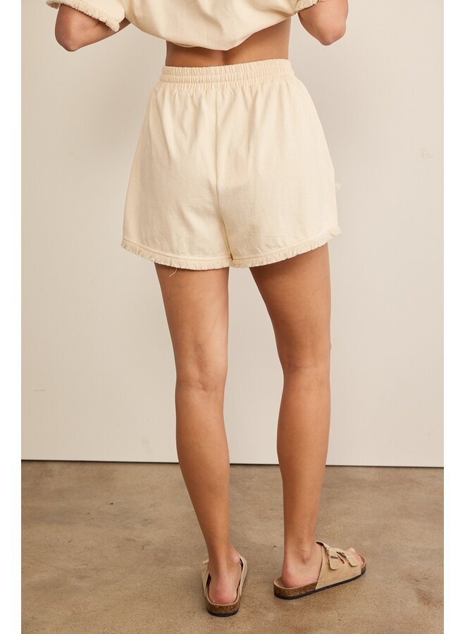 Fringe Detail Cotton Shorts