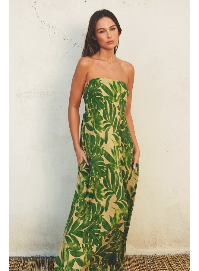 Palm Strapless Dress