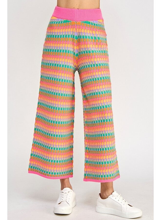 Colorful Knit Cropped Pants