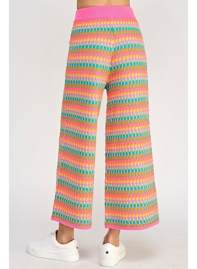 Colorful Knit Cropped Pants