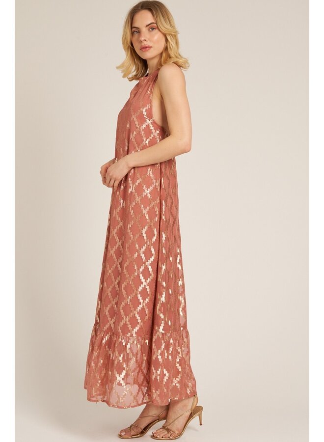 Rose Gold Shimmer Maxi Dress