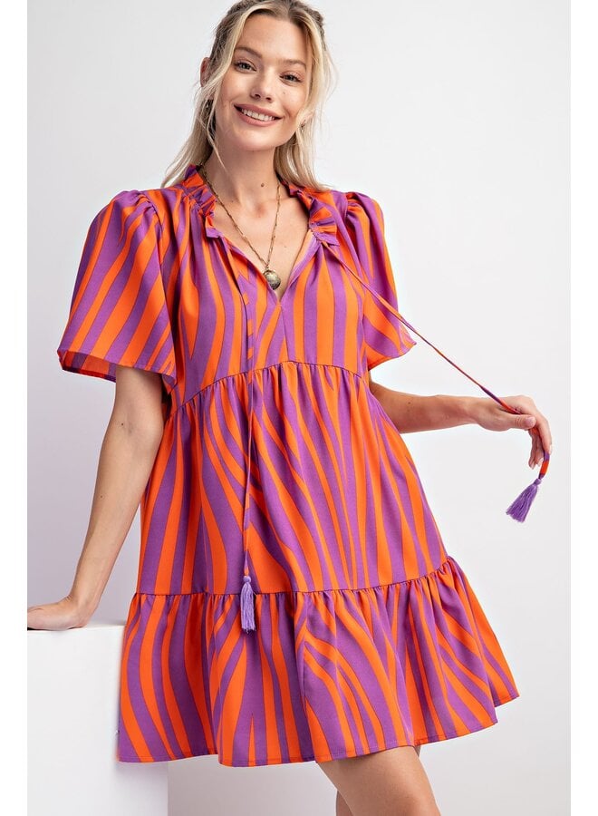 Purple Striped Mini Dress