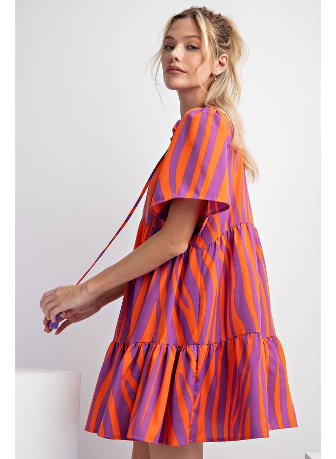 Purple Striped Mini Dress