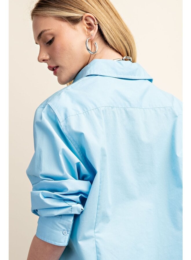 Blue Oversized Button-Up