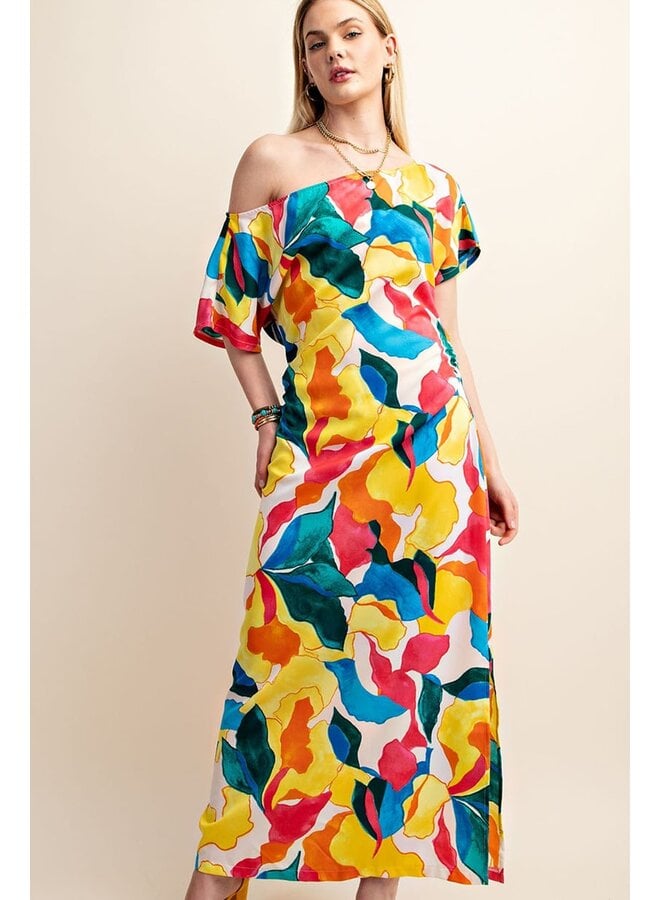 Off-The-Shoulder Floral Midi Dress