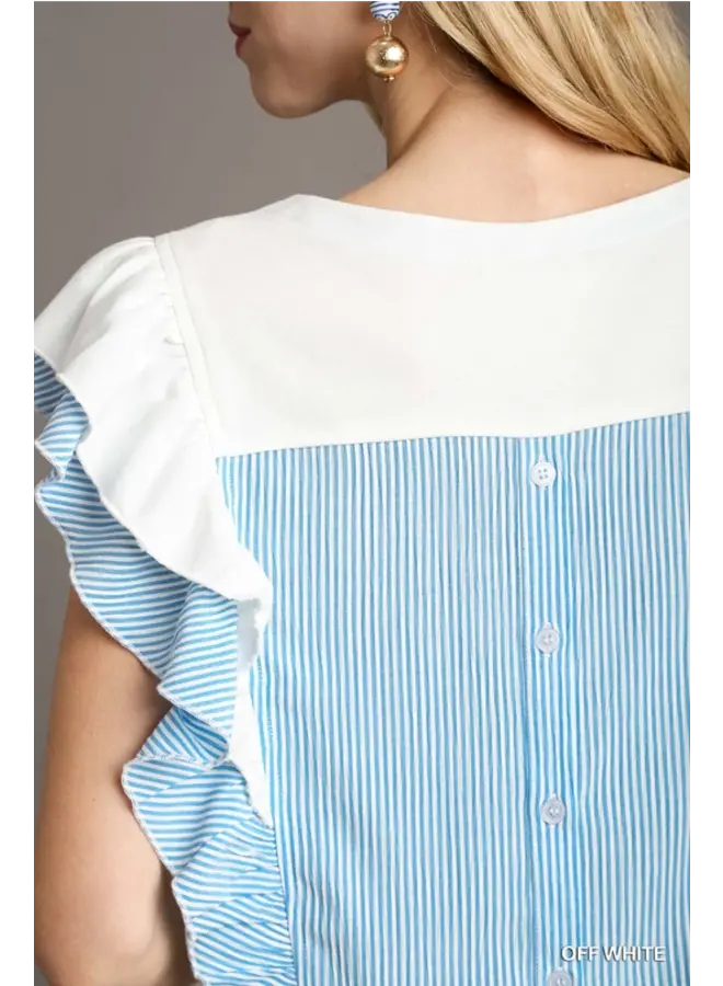 Striped Detailed Ruffle Top