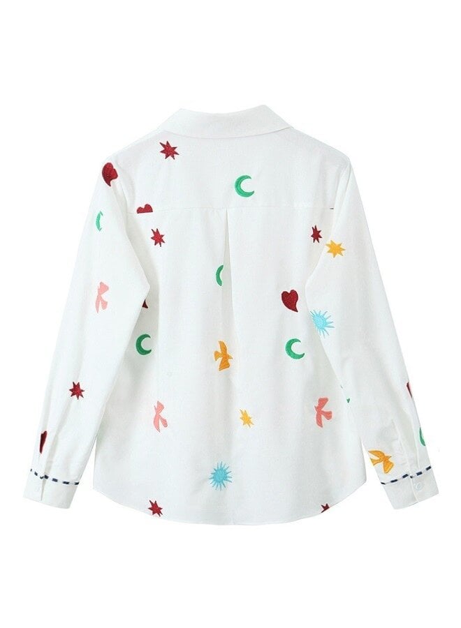 Embroidered Detail Button-Down